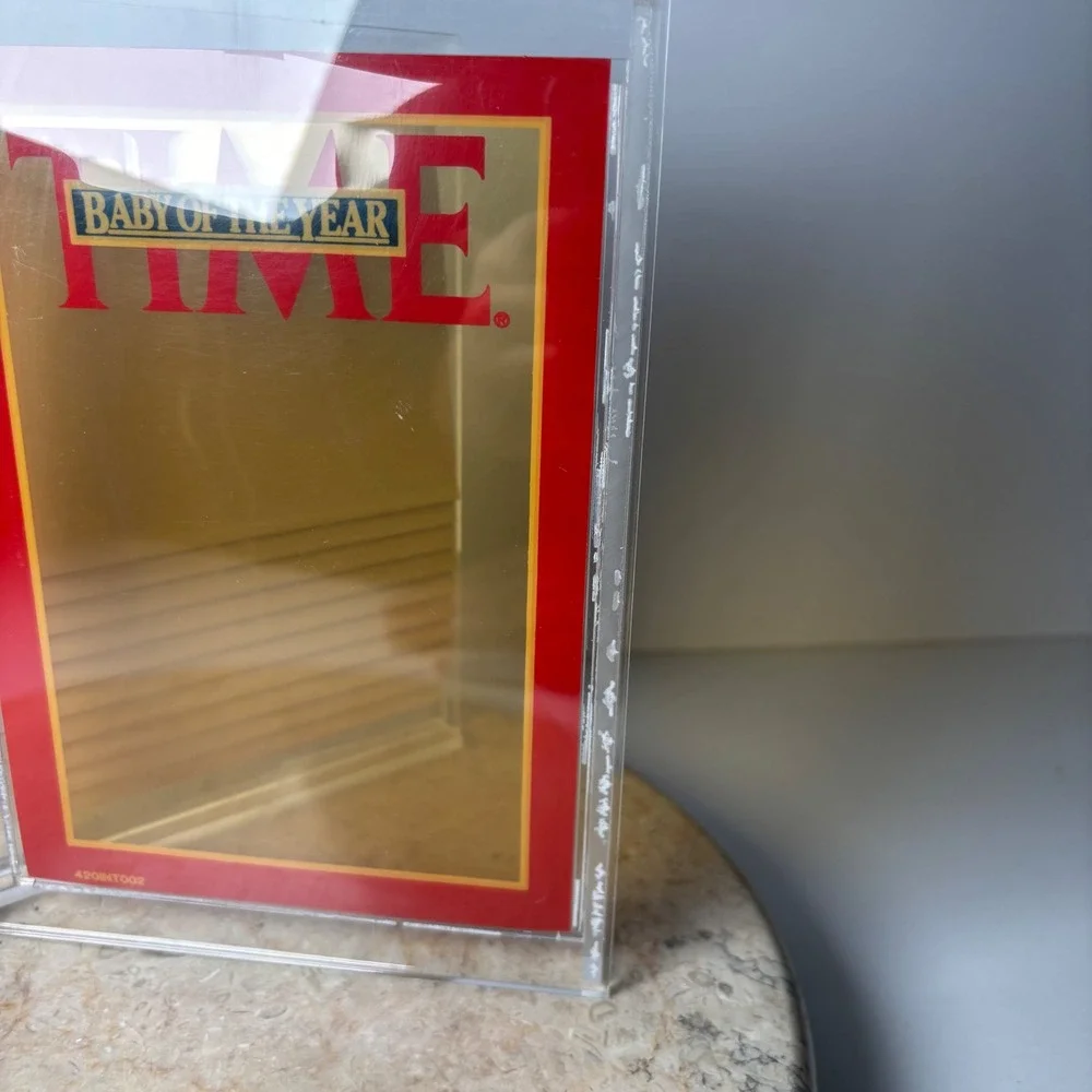 VTG Time Magazine Baby of the Year Acrylic Picture Frame Stationery Set Clear